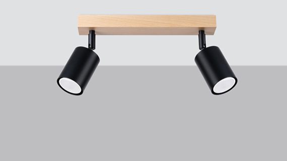 Plafon Stalowo-Drewniany Czarny Minimalizm – CLARIS 2 - obrazek 2