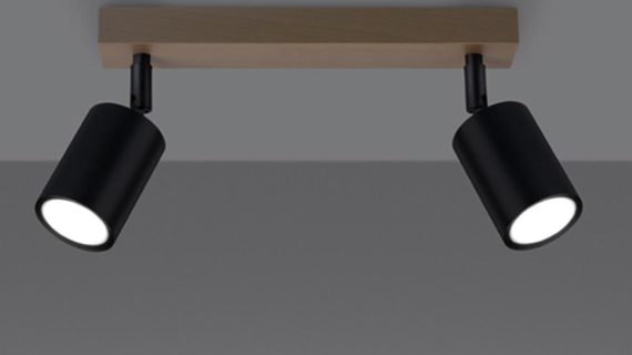 Plafon Stalowo-Drewniany Czarny Minimalizm – CLARIS 2 - obrazek 3