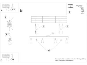 miniaturka Nowoczesny Plafon 4xGU10 Stal/Drewno Czarny – CLARIS 4