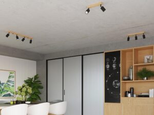 miniaturka Nowoczesny Plafon 4xGU10 Stal/Drewno Czarny – CLARIS 4