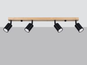 miniaturka Nowoczesny Plafon 4xGU10 Stal/Drewno Czarny – CLARIS 4