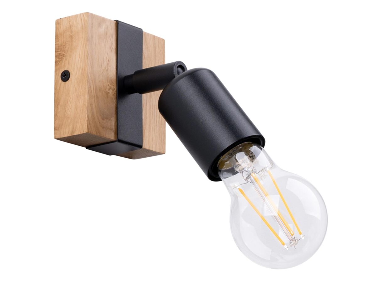 Kinkiet Skandynawski Stal/Drewno Czarny – ZARA