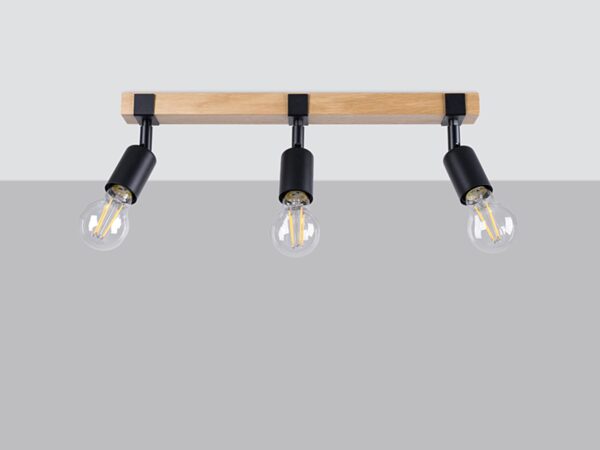 Lampa z trzema punktami światła – układ liniowy, białe tło