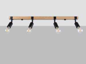 miniaturka Plafon ZARA 4 Czarny Stal/Drewno E27