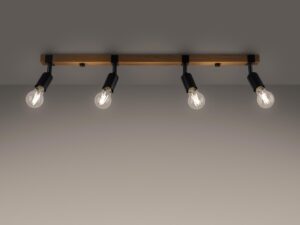 miniaturka Plafon ZARA 4 Czarny Stal/Drewno E27