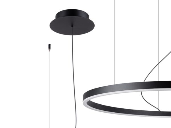 Przekrój lampy pierścieniowej z zawieszeniem – lampa wisząca