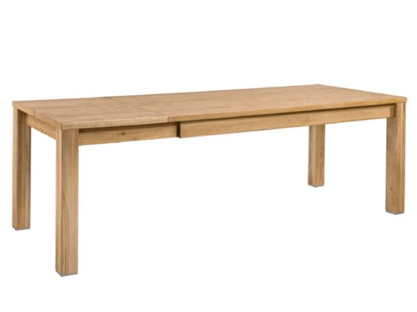 Nowoczesny stół drewniany z prostą formą i rozkładanym blatem
