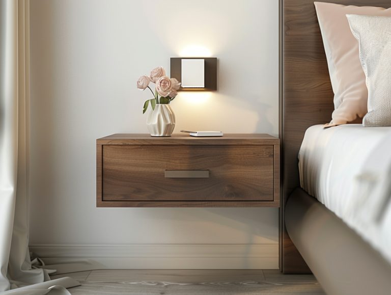 Drewniana szafka nocna wisząca z jedną szufladą w stylu nowoczesnym