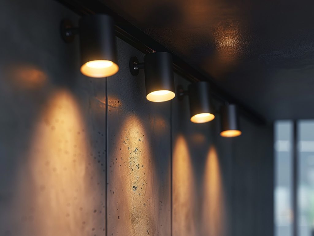 Czarna lampa natynkowa LED w stylu industrialnym z ciepłym światłem