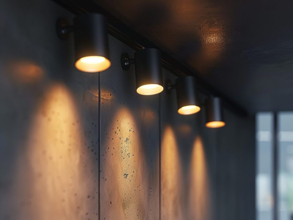 Czarna lampa natynkowa LED w stylu industrialnym z ciepłym światłem