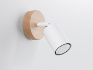 miniaturka Skandynawski Kinkiet CELIA 1 Biały/Drewno E27