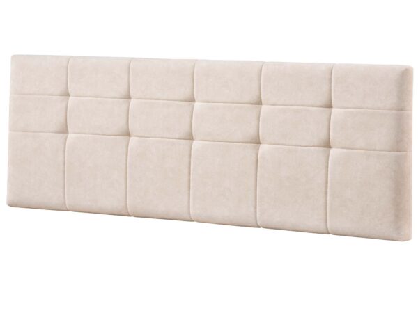 Beżowy pikowany zagłówek – prostokątne przeszycia i gruba tkanina