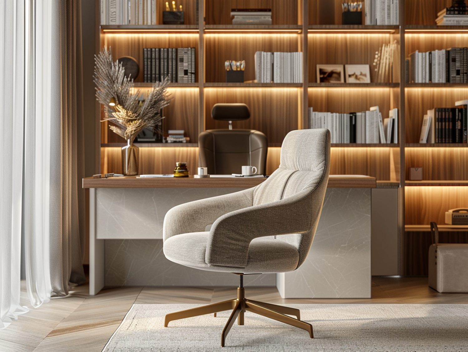 Tapicerowany fotel obrotowy w stylu nowoczesnym do eleganckiego biura