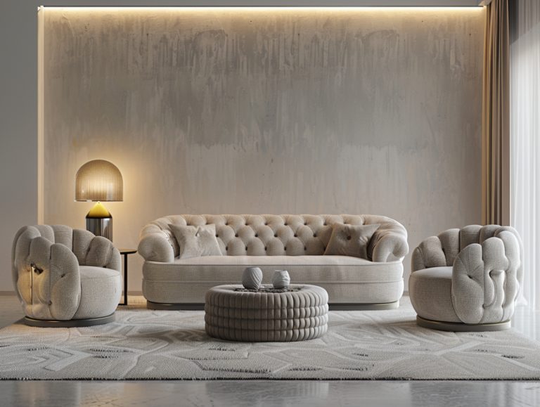 Beżowa sofa i fotele w aranżacji salonu w stylu nowojorskim