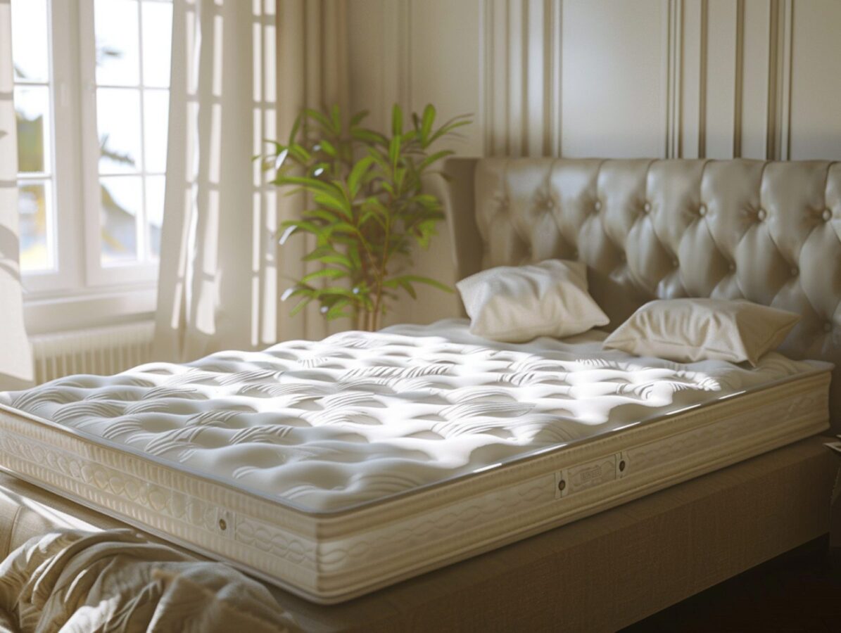 Materac kontynentalny z pikowaniem w nowoczesnej sypialni