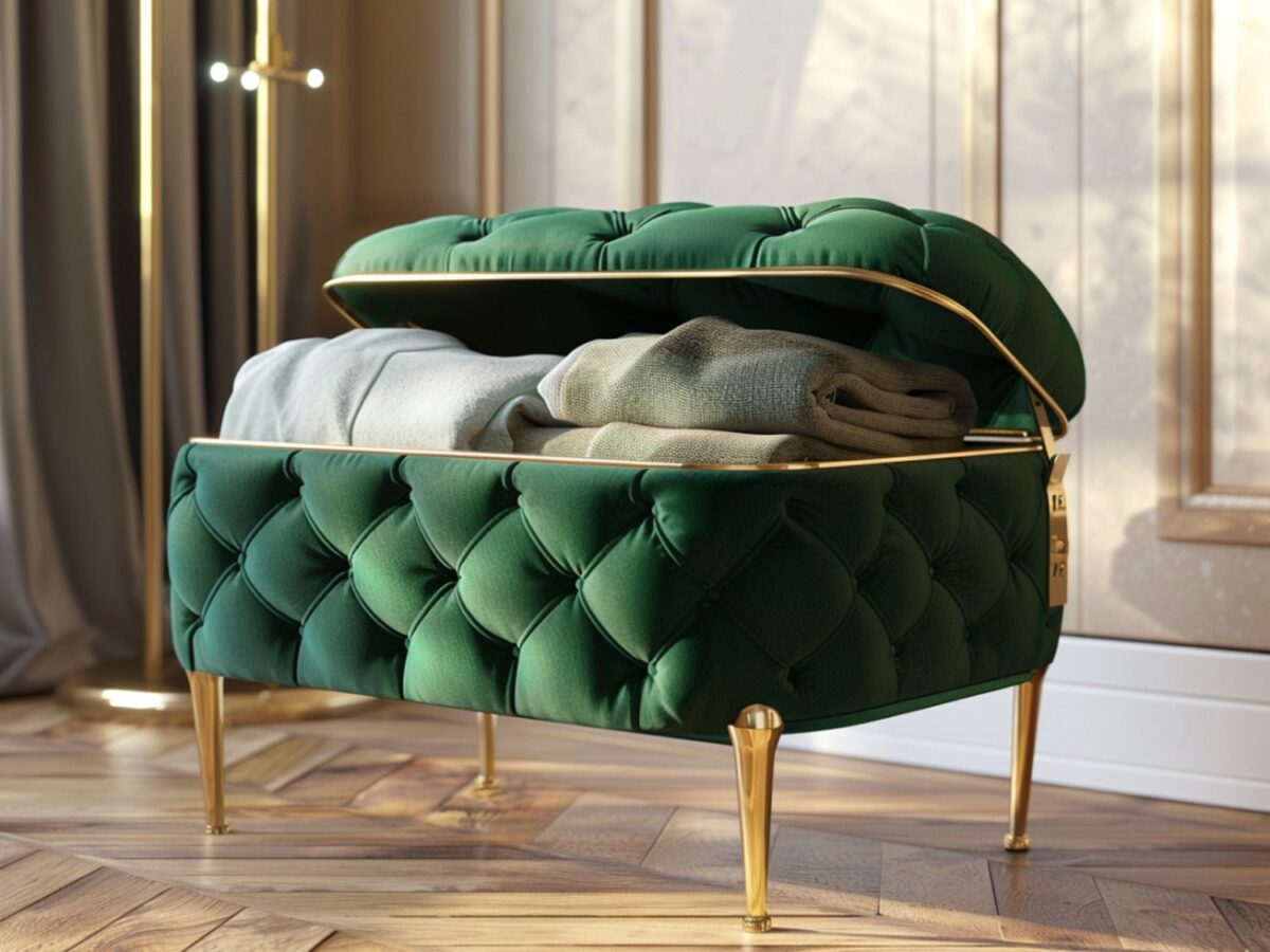 Zielony fotel muszelkowy z poduszką w eleganckim salonie glamour