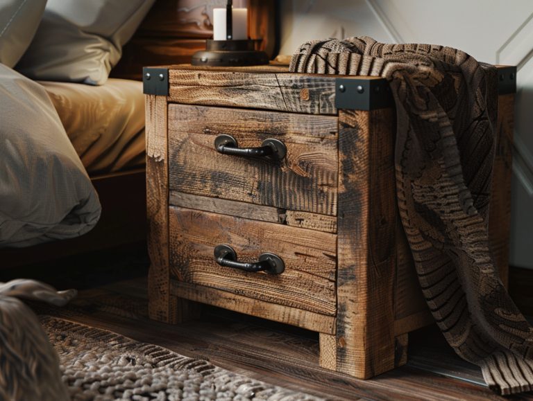 Komoda z postarzanego drewna i czarnymi uchwytami loftowa