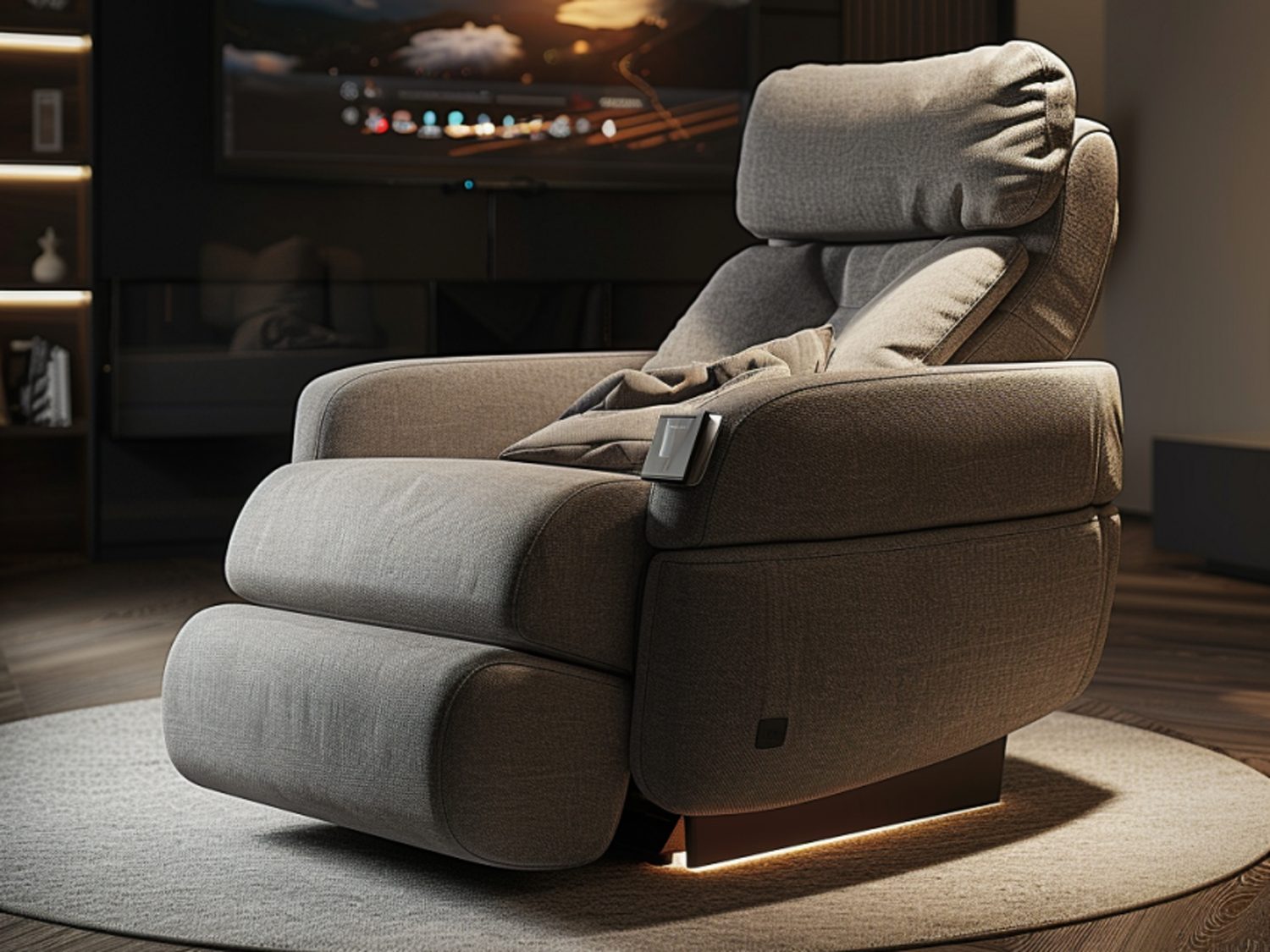 Elektryczny fotel relaksacyjny z podnóżkiem i pilotem