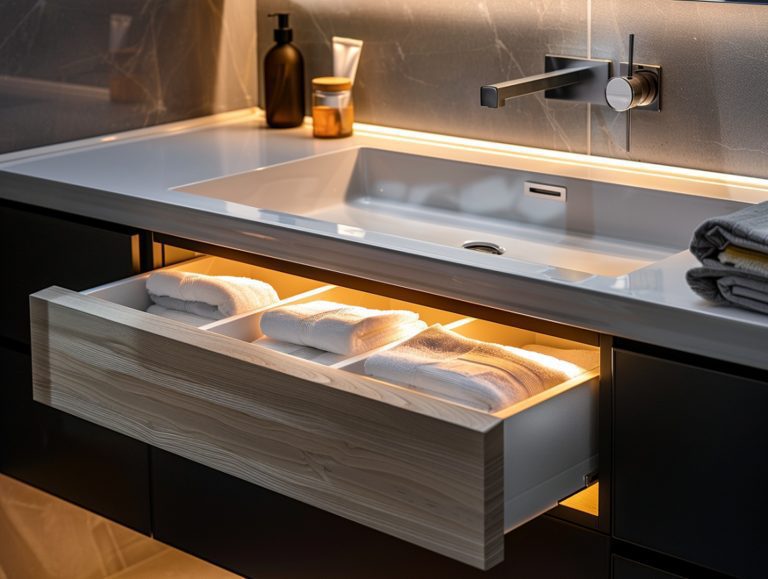 Szafka otwierana, podświetlona pod umywalką