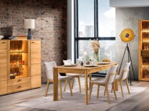 miniaturka Niska Drewniana Komoda z Lamelami Prego