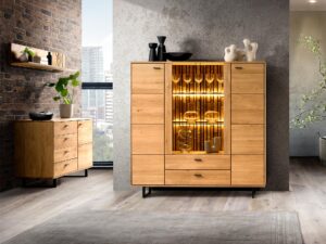 miniaturka Dębowa Komoda na Czarnych Nóżkach Prego