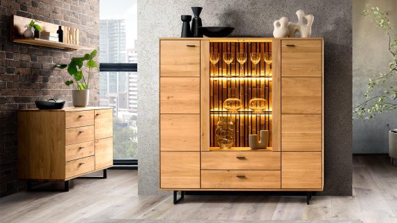 miniaturka Dębowa Komoda na Czarnych Nóżkach Prego