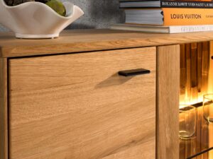 miniaturka Niska Drewniana Komoda z Lamelami Prego