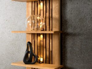 miniaturka Drewniany Panel z Półkami do Salonu Prego