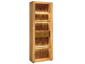 Dębowa Witryna z Oświetleniem Prego