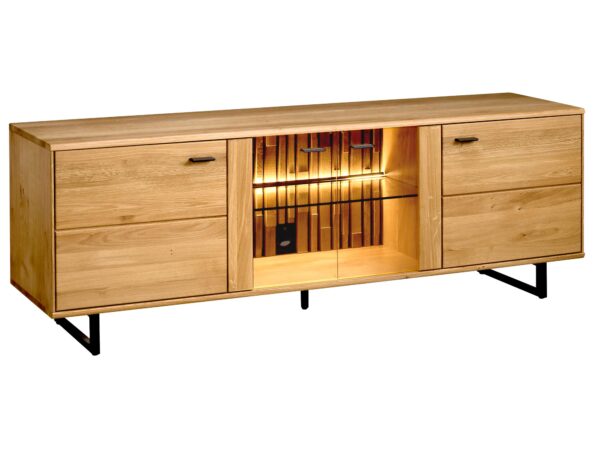 Drewniana szafka z oświetleniem LED – styl industrialny