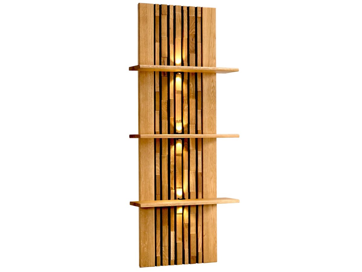 Drewniany Panel z Półkami do Salonu Prego