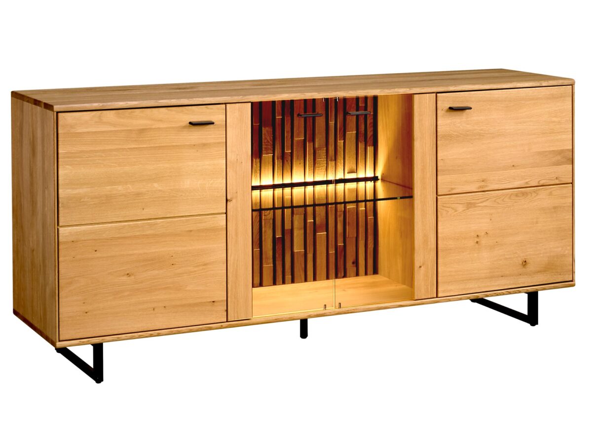 Niska Drewniana Komoda z Lamelami Prego