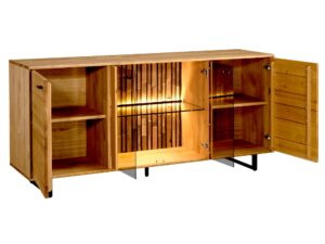 miniaturka Niska Drewniana Komoda z Lamelami Prego