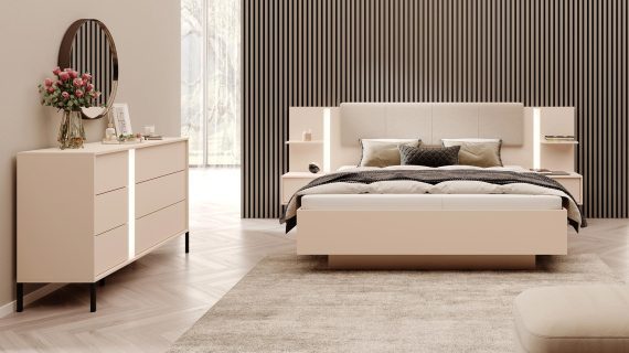 miniaturka Beżowa Komoda Solezza z Szufladami