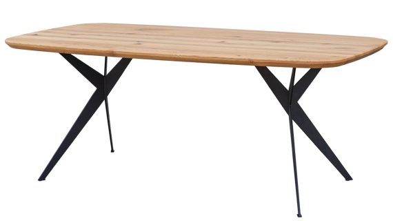 Stół Dębowy Blat Helix na Metalowych Nogach