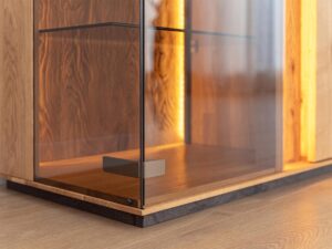 miniaturka Dębowa Komoda TV z Przeszkleniem Zenovia