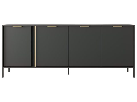 Komoda w stylu industrialnym z czarnymi frontami i złotym uchwytem