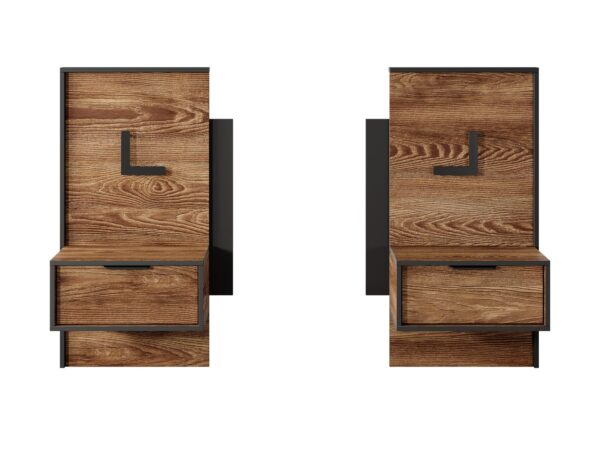 Szafki nocne z czarną podstawą i ryflowanym dekorem – styl modern