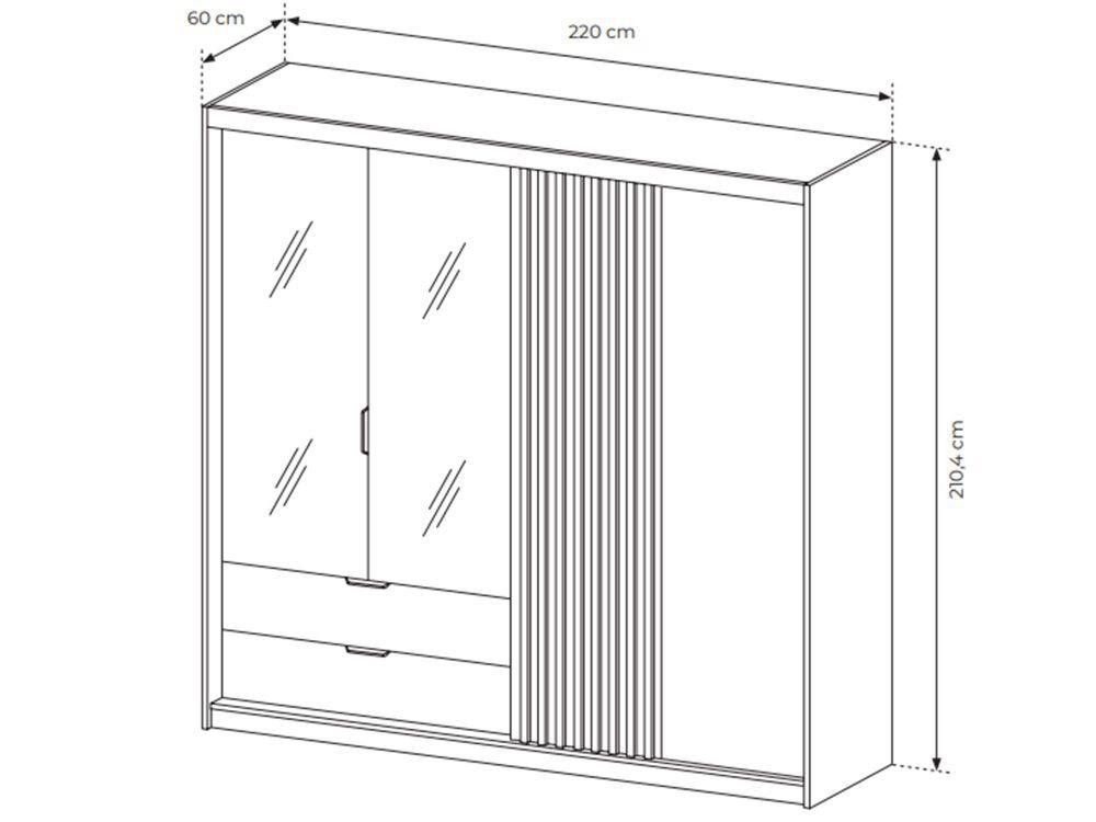 Szafa z Lustrem Rustico 220 - obrazek 9