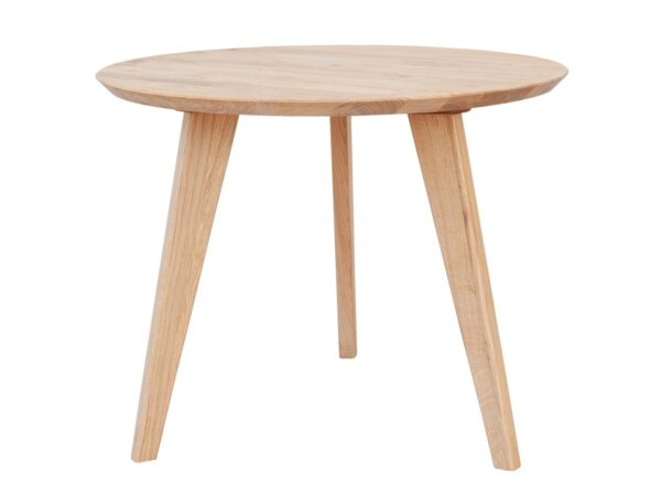 Stolik okrągły na trzech nogach – widok frontalny