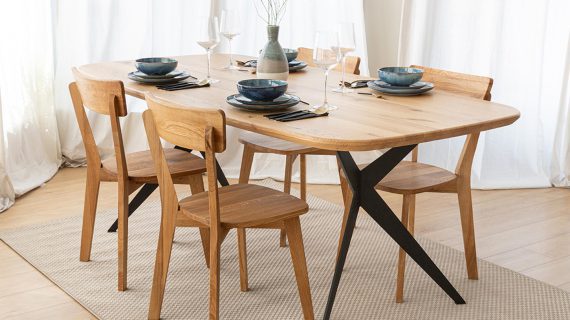 miniaturka Stół Dębowy Blat Helix na Metalowych Nogach