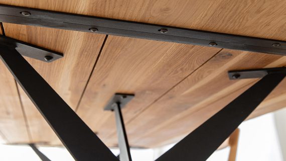 miniaturka Stół Dębowy Blat Helix na Metalowych Nogach