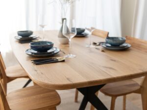 miniaturka Stół Dębowy Blat Helix na Metalowych Nogach