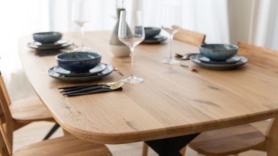 miniaturka Stół Dębowy Blat Helix na Metalowych Nogach