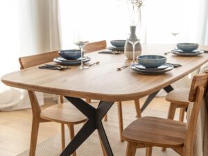 miniaturka Stół Dębowy Blat Helix na Metalowych Nogach