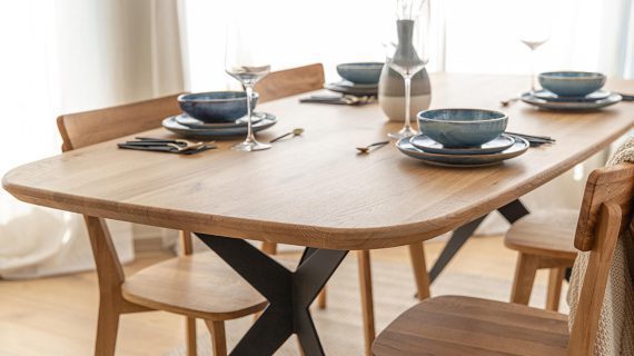 miniaturka Stół Dębowy Blat Helix na Metalowych Nogach