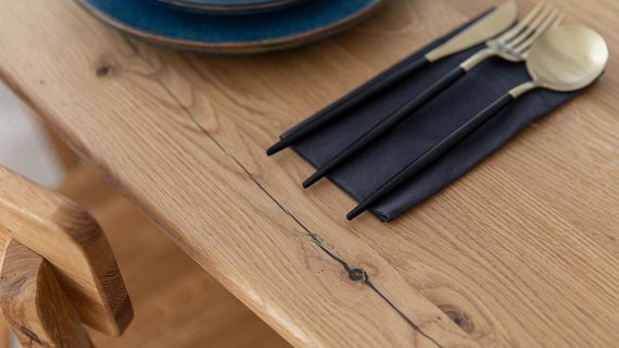 miniaturka Stół Dębowy Blat Helix na Metalowych Nogach