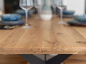 miniaturka Stół Dębowy Blat Helix na Metalowych Nogach