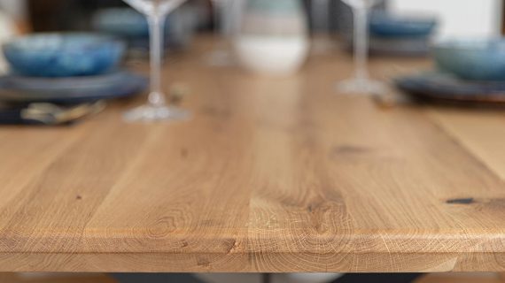 miniaturka Stół Dębowy Blat Helix na Metalowych Nogach