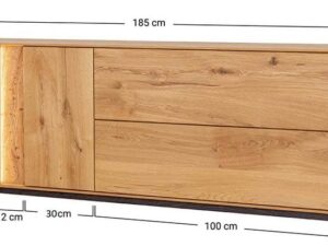 miniaturka Dębowa Komoda TV z Przeszkleniem Zenovia